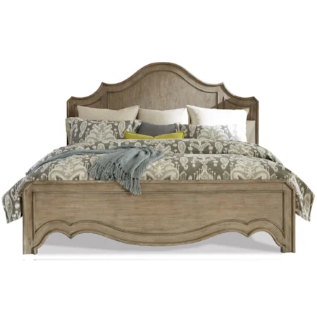 California King Curved Panel Bed in Sun-Drenched Acacia Finish