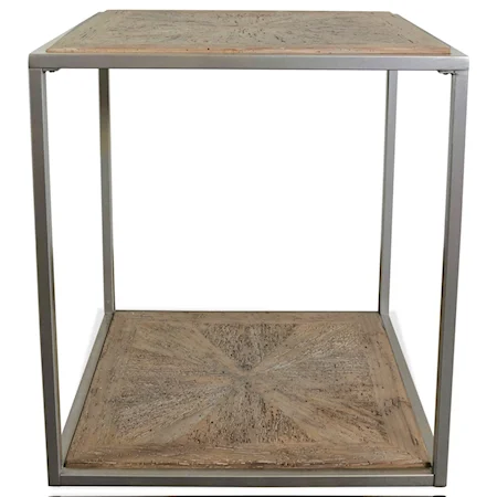 Modern Rustic Square End Table with Reclaimed Pine