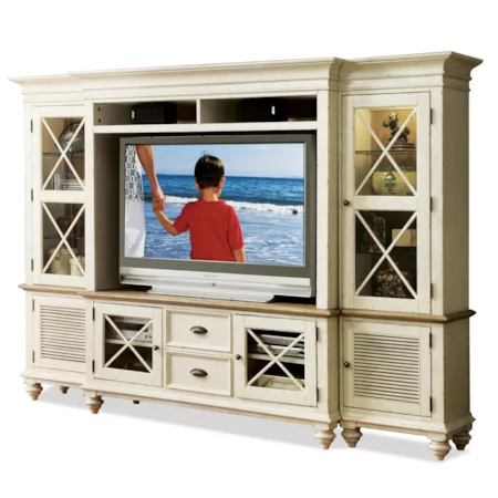 Entertainment Wall System with Framed Glass Doors