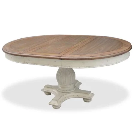 Round Pedestal Dining Table with 18" Leaf