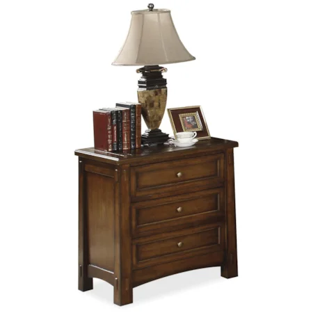 3 Drawer Nightstand with Framed Slat Tile Top