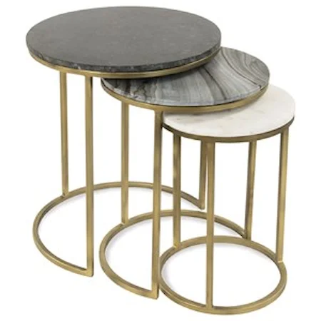 Nesting End Table Group with Tricolor Marble Tops