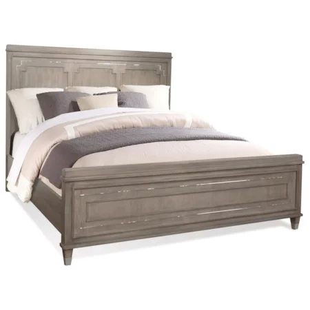 California King Panel Bed in Gray Wash Finish