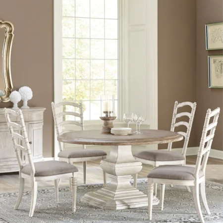 5 Piece Round Table and Ladderback Chair Set