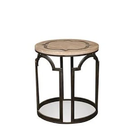 Contemporary Rustic Round End Table with Reclaimed Wood Top