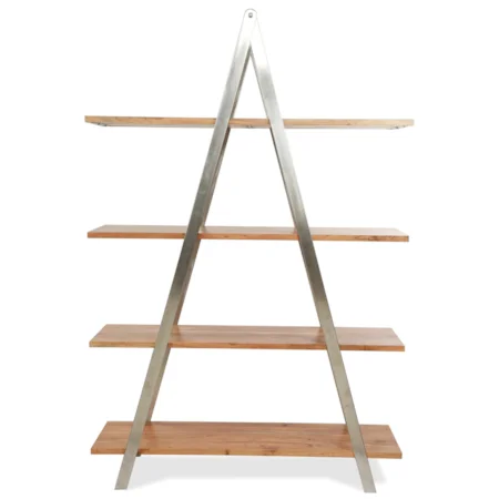 Industrial Etagere with Solid Wood Shelves