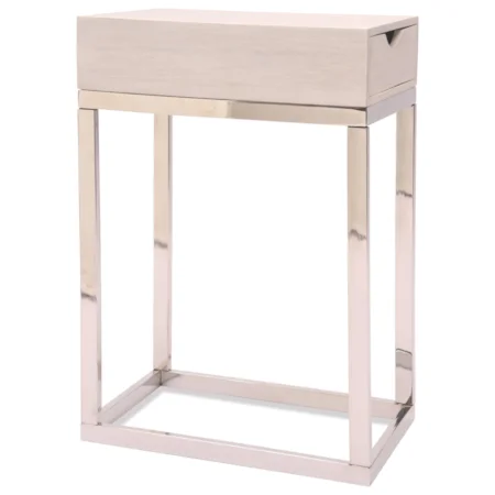 Contemporary 1 Drawer Chairside Table in White Wash