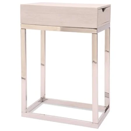 Contemporary 1 Drawer Chairside Table in White Wash
