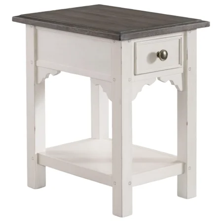 Cottage Chairside Table with Top Drawer and Lower Open Shelf