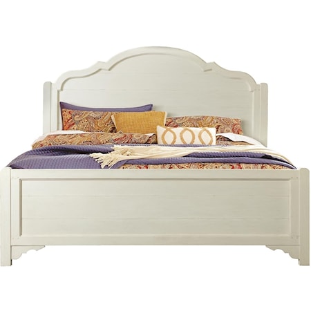 Cottage King Arched Bed with Decorative Hand-Chiseled Headboard