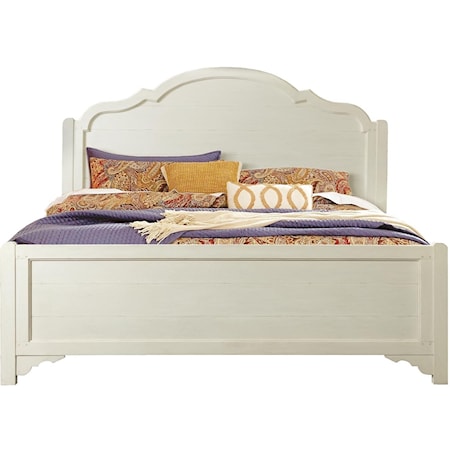 Cottage California King Panel Bed with Decorative Hand-Chiseled Headboard