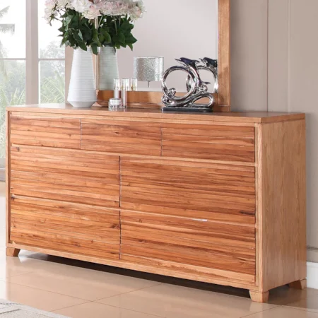 Rectangular 7 Drawer Dresser with Tapered Feet