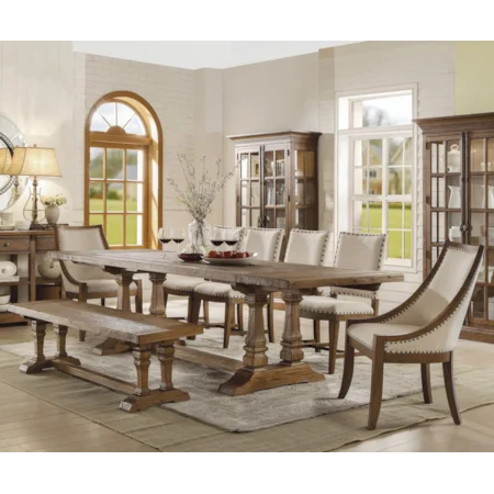 8 Piece Table and Chair Set with Dining Bench