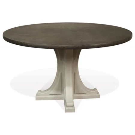 Round Pedestal Dining Table in Two-Tone Finish
