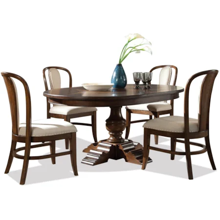 5 Piece Round Table & Bow Back Side Chair Set