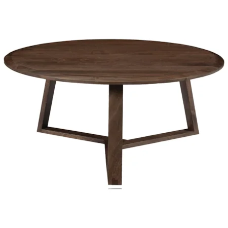 Transitional Round Cocktail Table with Flared Base