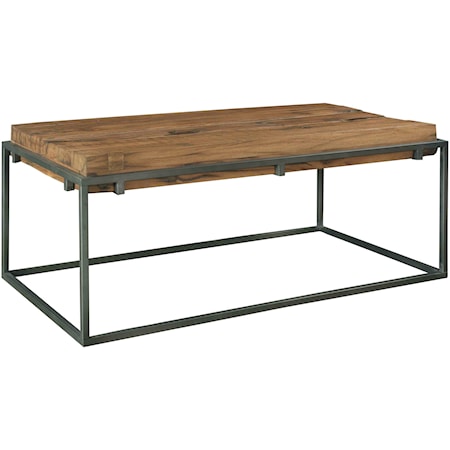 Industrial Rectangle Coffee Table with Reclaimed Wood Top