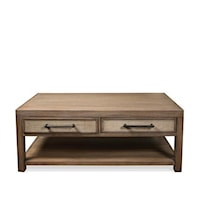 2 Drawer Coffee Table with Woven Cane Drawer Fronts