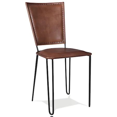 Retro Modern Camel Leather Side Chair