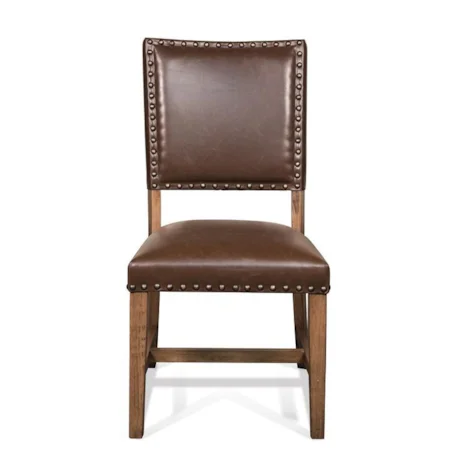 Bonded Leather Upholstered Parson Chair with Nailhead Trim
