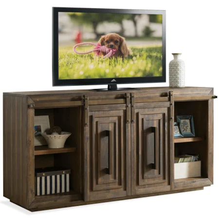 Contemporary 72 Inch TV Console with Sliding Barn Doors