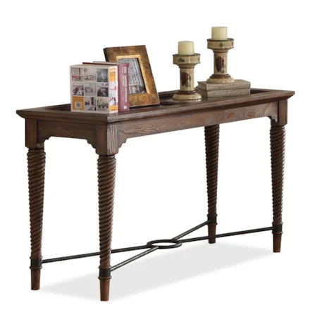Sofa Table with Glass Inlay and Lattice Underlay