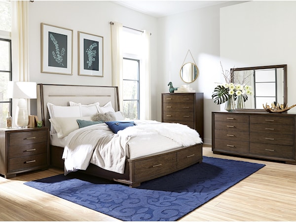 Queen Upholstered Storage Bedroom Group