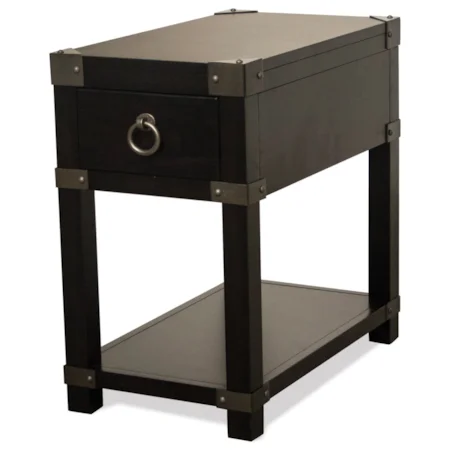 1 Drawer Chairside Table with Metal Corner Accents
