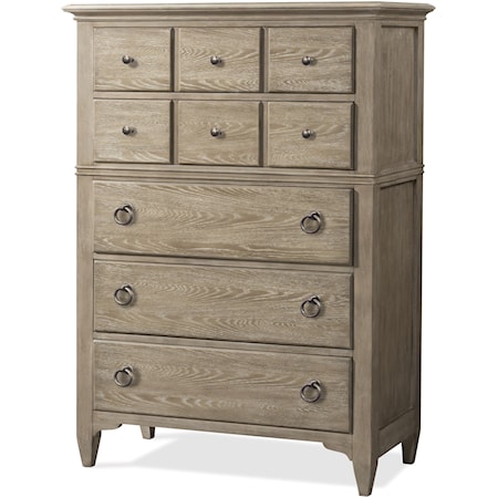 Transitional 5-Drawer Chest with Ring Handle Hardware