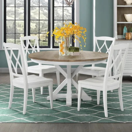 5 Piece Round Table and XX-Back Chair Set
