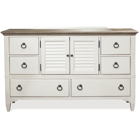 Transitional Door Dresser with 6 Drawers