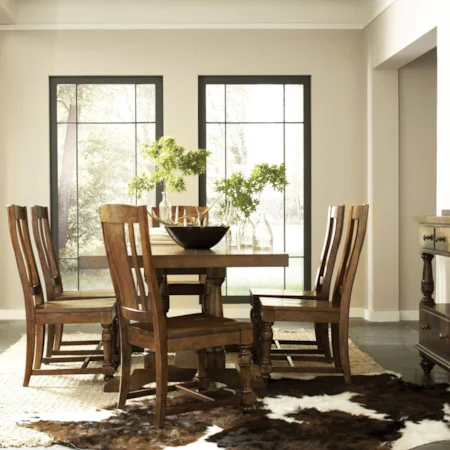 7 Piece Rectangular Dining Table and Chair Set