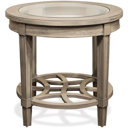 Round End Table with Decorative Open Slat Bottom Shelf