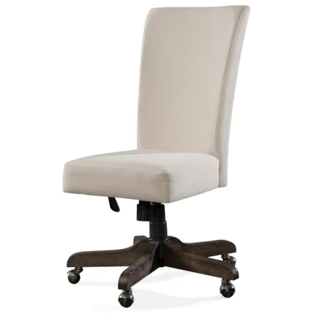 Transitional Upholstered Back Desk Chair with Casters