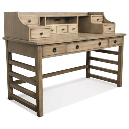 Leg Desk With Hutch and 8 Total Drawers