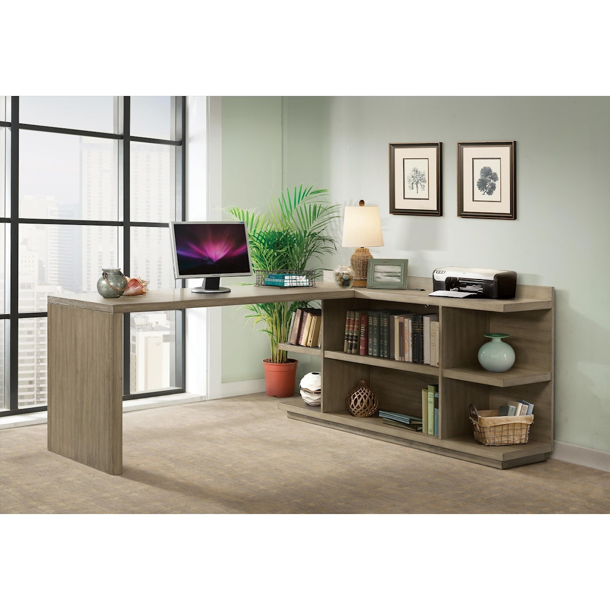 Riverside Furniture Perspectives Peninsula Bookcase Desk