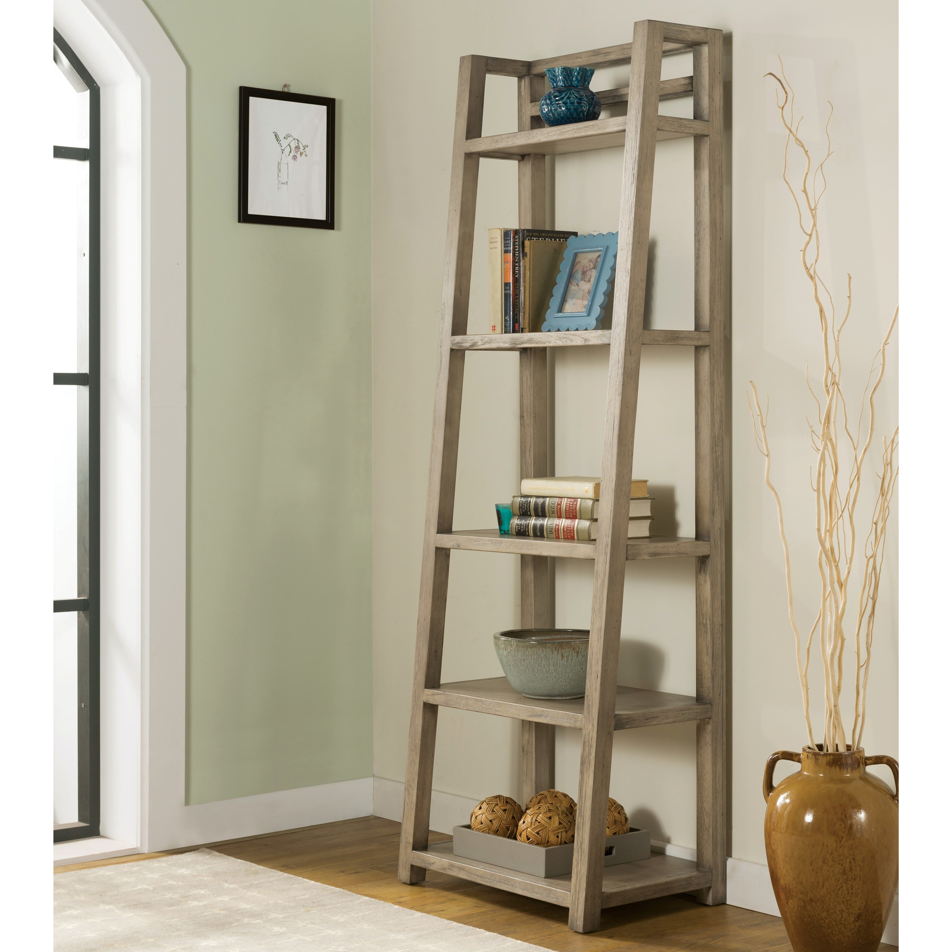 Riverside Furniture Perspectives 28138 Leaning Bookcase with 5 Shelves