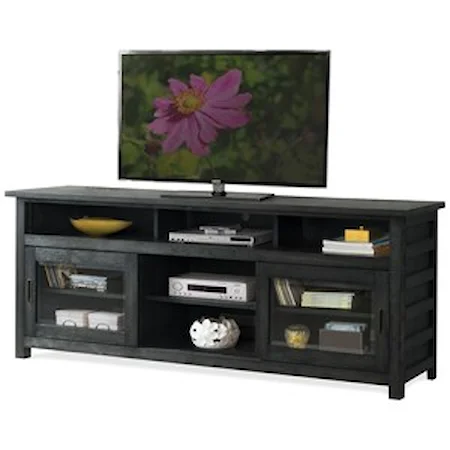 Rustic 74 Inch TV Console with Wire Management