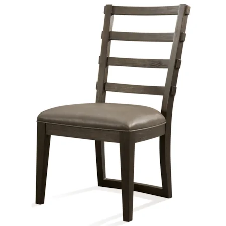 Upholstered Ladderback Side Chair with Faux Leather Seat