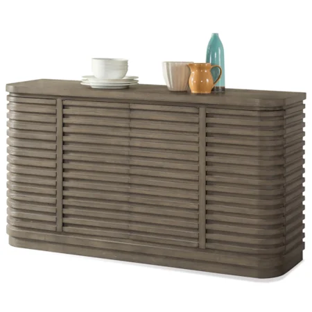 Contemporary Buffet with Louver Doors and Rounded Corners