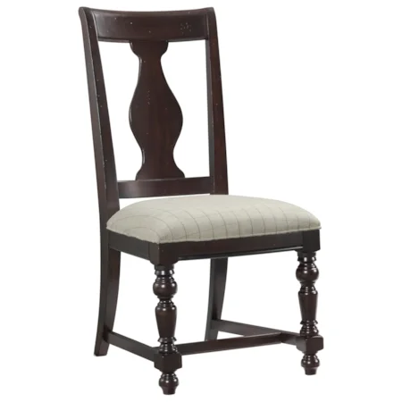 Traditional Upholstered Splat-Back Side Chair