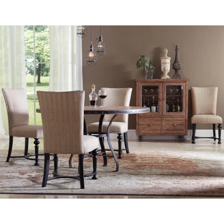 5 Piece Round Table and Upholstered Chair Set