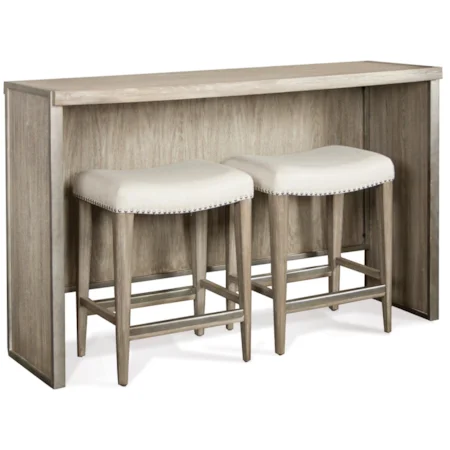 Sofa Table with Backless Upholstered Stools