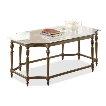 Polished-Edge Glass Top with Metal Framework and Resin Legs