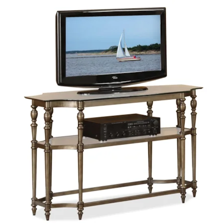 Metal Framework Table with Polished Glass Top