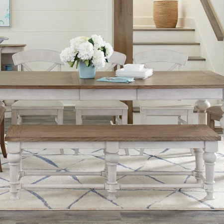 Farmhouse Dining Bench with Turned Legs