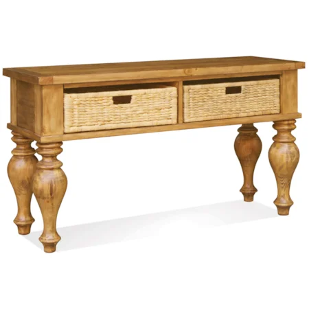 Sofa Table with 2 Removable Woven Storage Baskets