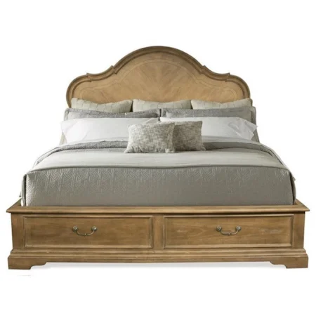 California King Panel Storage Bed with 2 Footboard Drawers