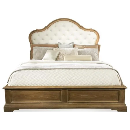 King Upholstered Panel Bed with Button Tufting