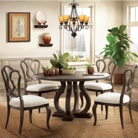 5 Piece Round Table and Splat Back Chair Set